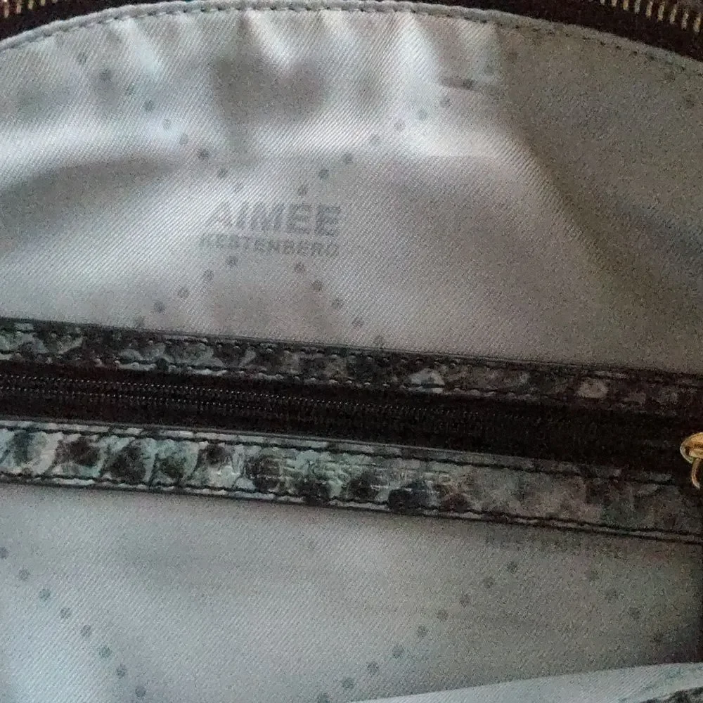 Aimee Kestenberg Snakeskin Embossed and Black Suede Large Hobo Bag